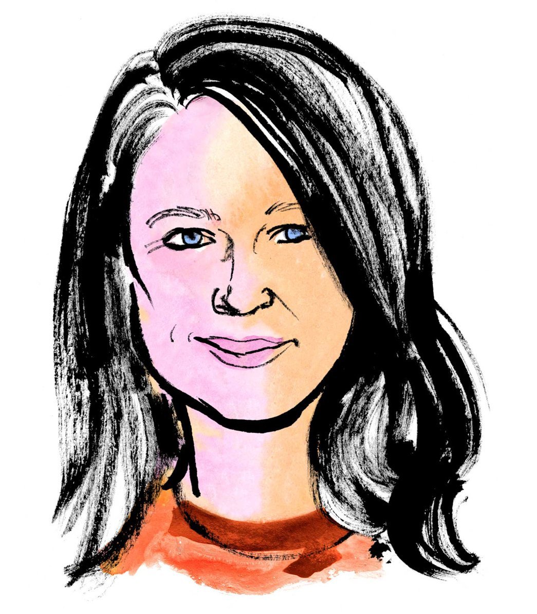 Aquarellzeichnung: Kopf einer Frau mit langen schwarzen Haaren